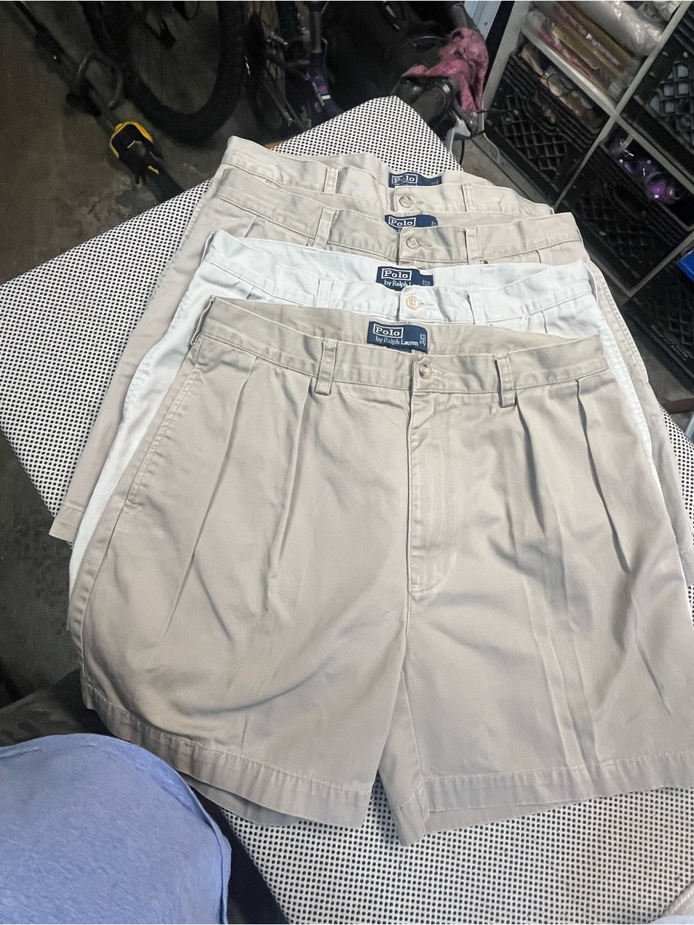 Polo by Ralph Lauren Khaki and White Men’s Flat Front Shorts (Set)